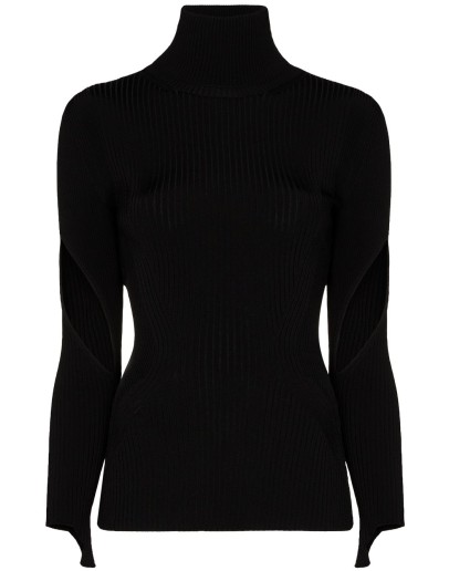 cut-out sleeve ribbed top
