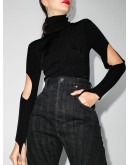 cut-out sleeve ribbed top
