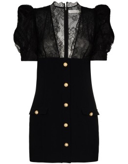 lace-panelled mini dress