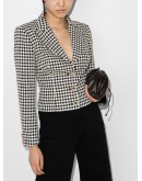 houndstooth-print fitted blazer