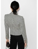 houndstooth-print fitted blazer