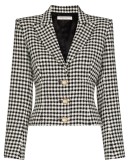 houndstooth-print fitted blazer