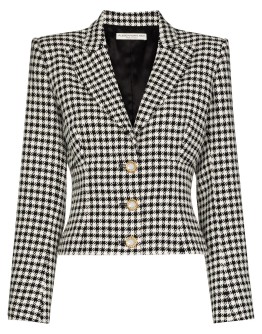 houndstooth-print fitted blazer