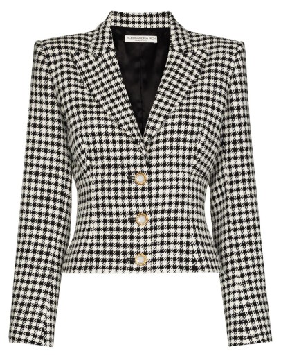 houndstooth-print fitted blazer