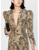 animal-print puff-sleeve blazer