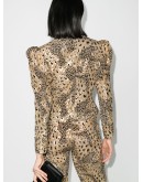 animal-print puff-sleeve blazer