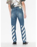 Diagonal Stripe slim-fit jeans