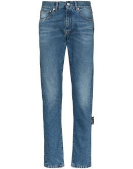 Diagonal Stripe slim-fit jeans