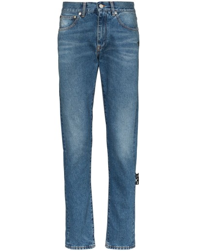 Diagonal Stripe slim-fit jeans