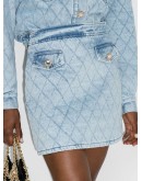 quilted denim mini skirt