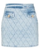 quilted denim mini skirt