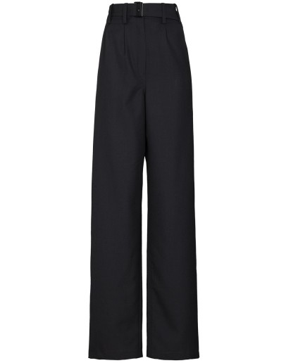 belted-waist wide-leg trousers