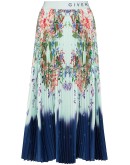 pleated floral-print midi skirt
