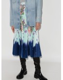 pleated floral-print midi skirt