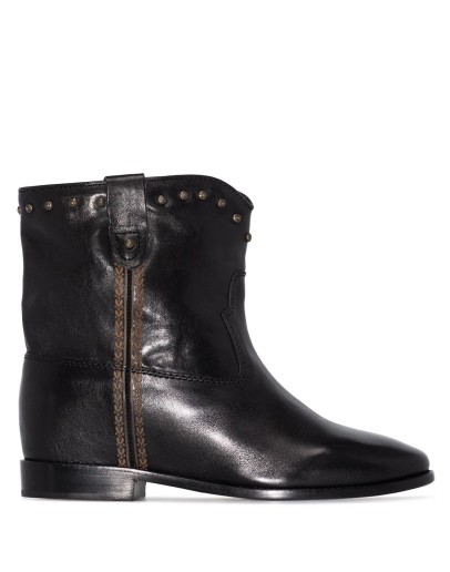 Cluster leather ankle boots
