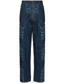 wave-print straight-leg jeans
