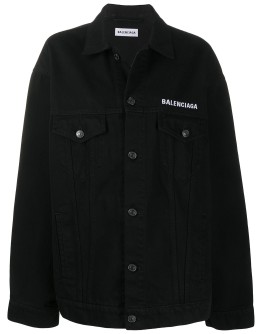 oversized crew-print jacket