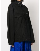 oversized crew-print jacket