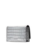 skull crocodile-effect patent leather mini bag