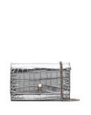 skull crocodile-effect patent leather mini bag