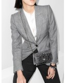 skull crocodile-effect patent leather mini bag