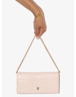 croc effect clutch bag