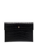 croc effect envelope clutch bag