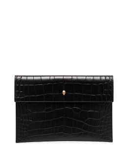 croc effect envelope clutch bag