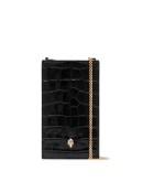 skull-plaque crocodile-effect phone pouch 16x9.5cm
