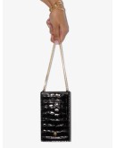 skull-plaque crocodile-effect phone pouch 16x9.5cm