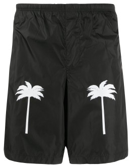 palm-print swim shorts