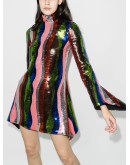 squiggle stripe sequin mini dress