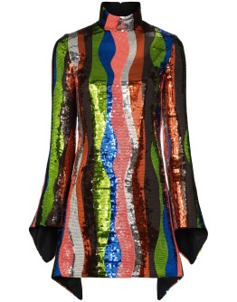 squiggle stripe sequin mini dress
