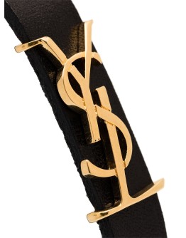 logo-plaque buckled bracelet
