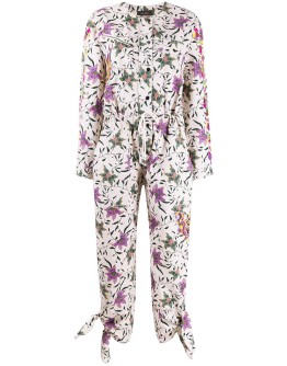 floral print long-sleeve jumpsuit
