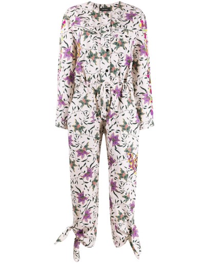 floral print long-sleeve jumpsuit