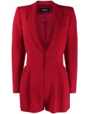long-sleeved pleat-detail playsuit