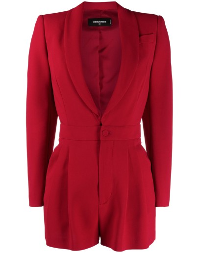 long-sleeved pleat-detail playsuit