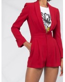 long-sleeved pleat-detail playsuit