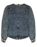 puff sleeve denim blouse