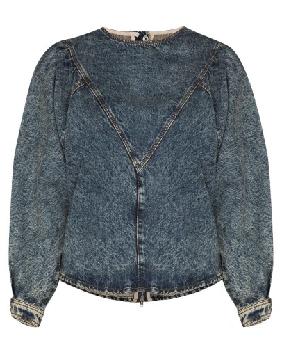 puff sleeve denim blouse