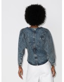 puff sleeve denim blouse