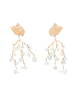 Shell Crown 24kt gold-plated aquamarine earrings