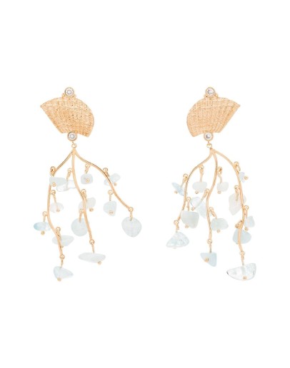 Shell Crown 24kt gold-plated aquamarine earrings