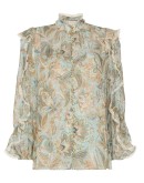 floral-print ruffled blouse