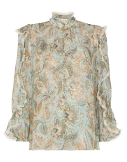 floral-print ruffled blouse