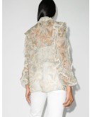 floral-print ruffled blouse