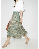 Ladybeetle paisley-print tiered skirt