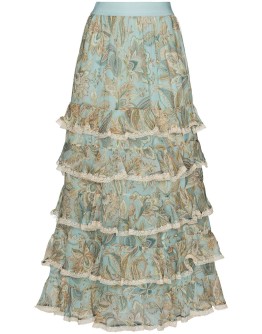 Ladybeetle paisley-print tiered skirt