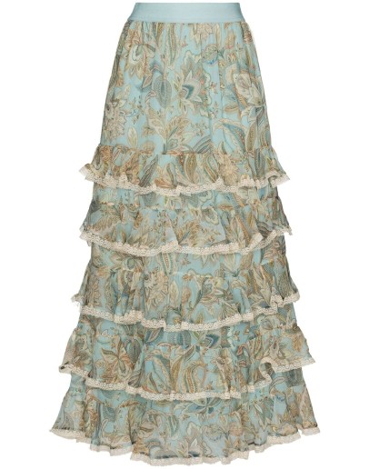 Ladybeetle paisley-print tiered skirt